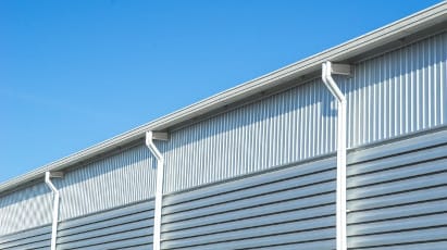 Commercial Roofing & white Guttering